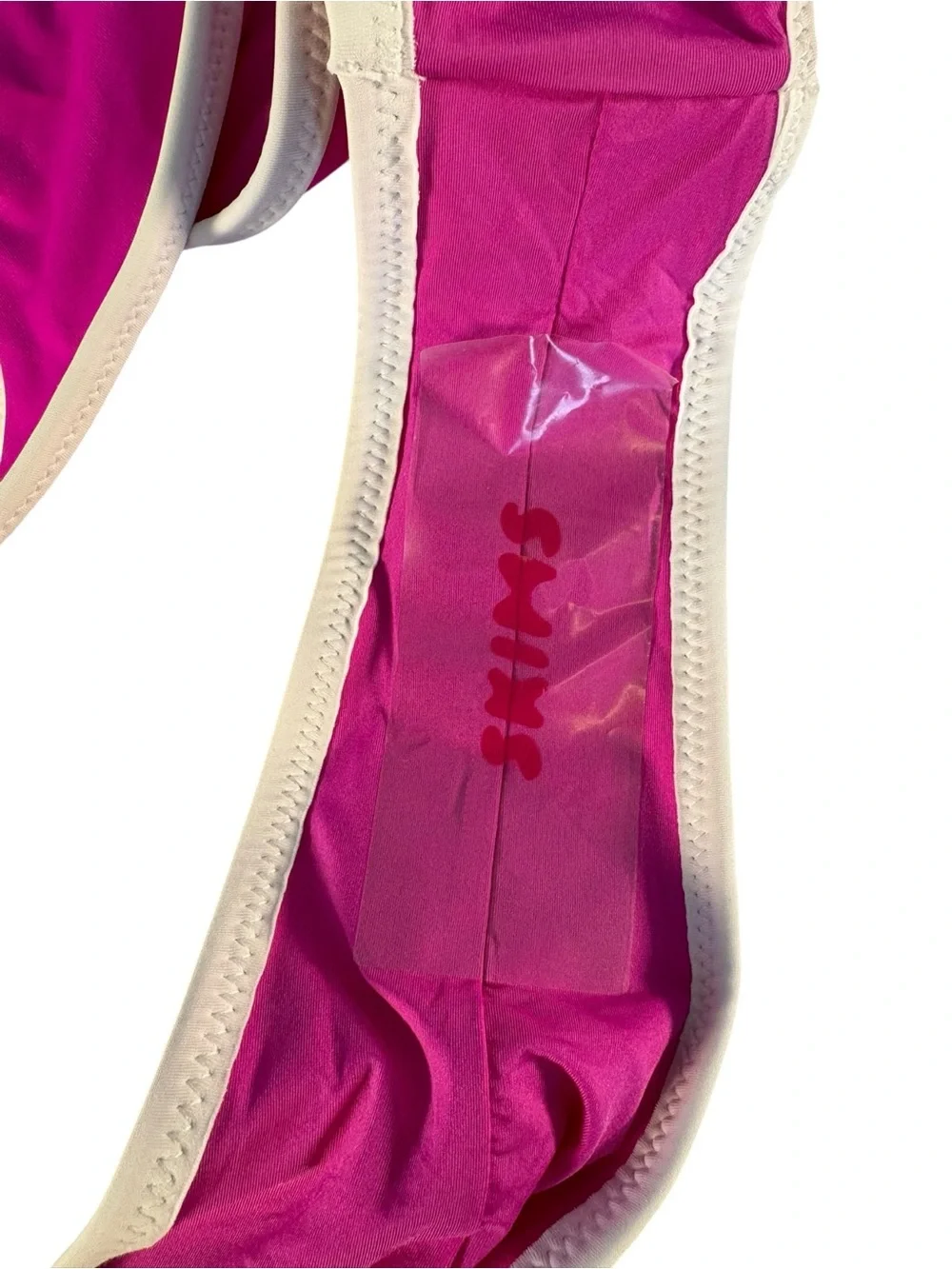 SKIMS Sporty Zipper Swim Bikini Set 3X Hibiscus Pink Bandeau Dipped Tanga